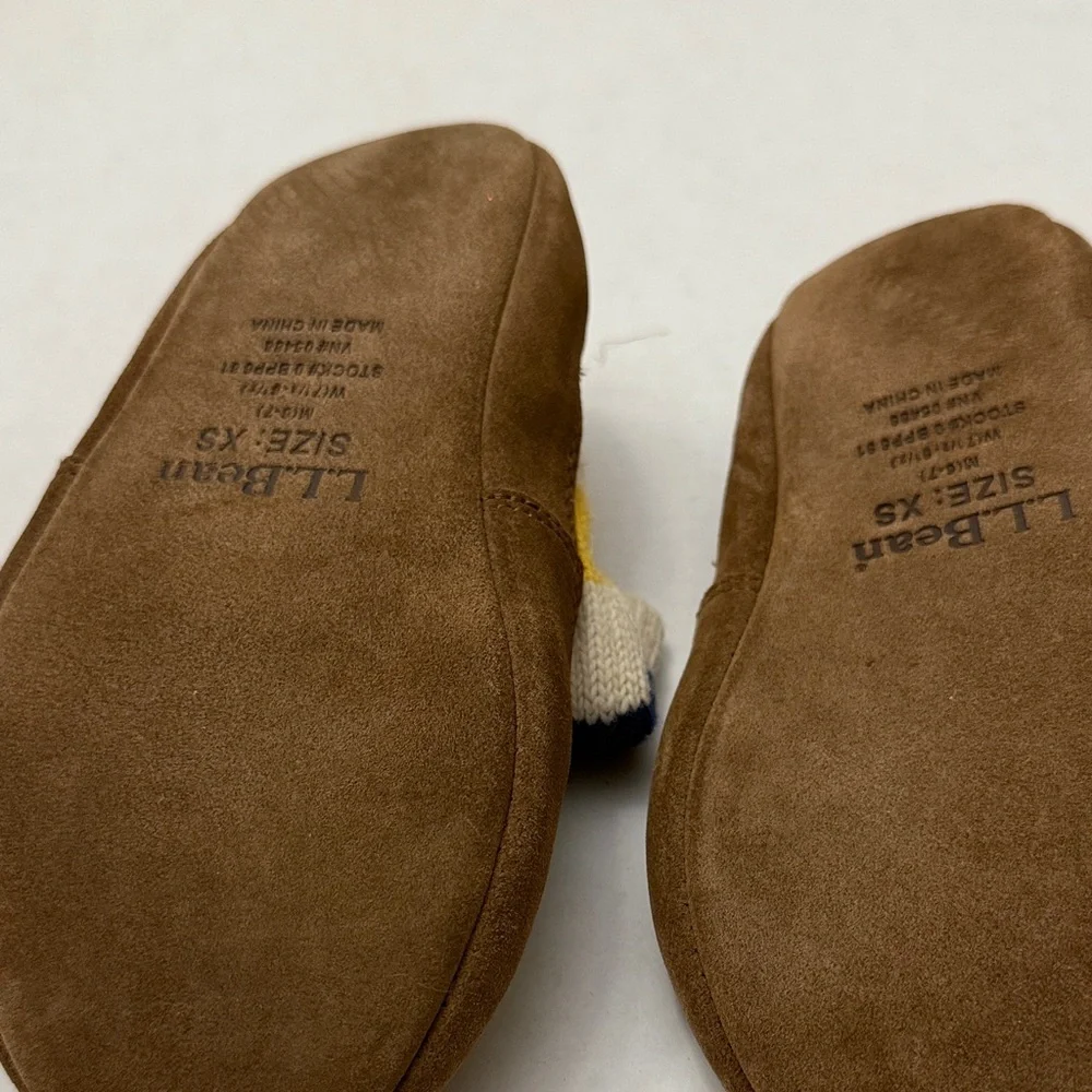 L.L. Bean Kids Striped Slippers with Brown Soles